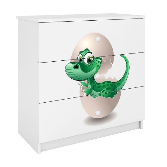 Vaikiška komoda Babydreams White - Dino paveikslėlis