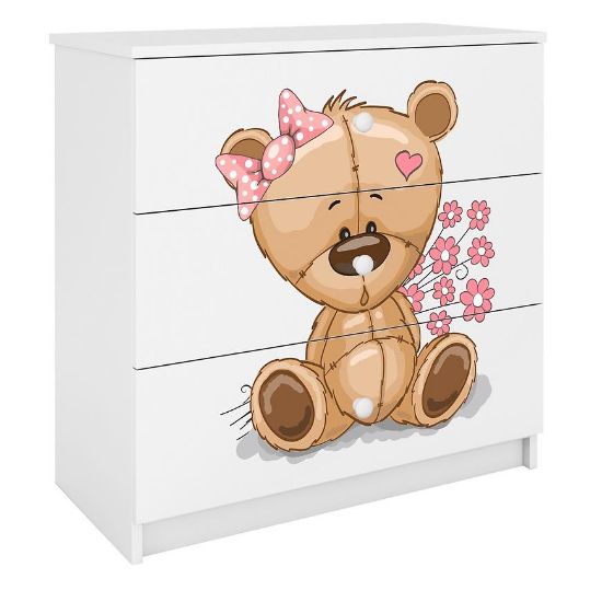 Vaikiška komoda Babydreams White - Teddy Bear Flowers paveikslėlis