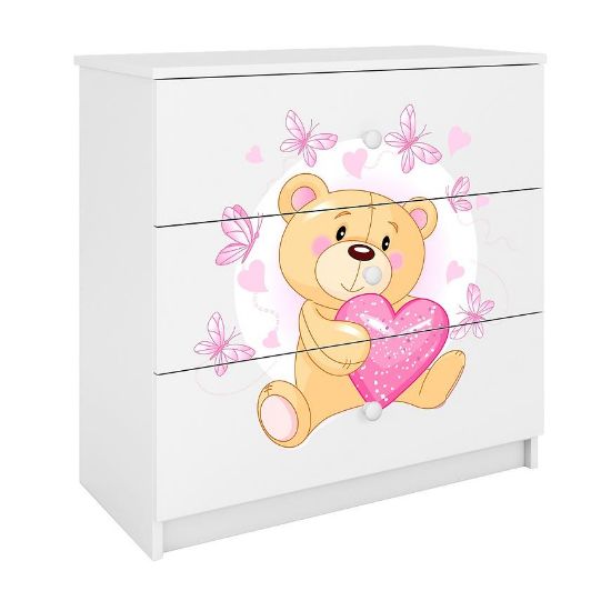 Vaikiška komoda Babydreams White - Teddy Bear Butterfly paveikslėlis