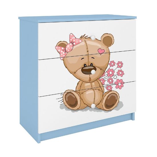 Vaikiška komoda Babydreams Blue - Teddy Bear Flowers paveikslėlis
