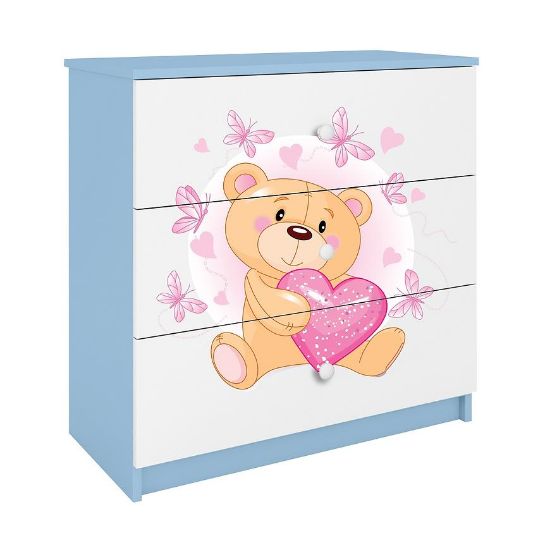 Vaikiška komoda Babydreams Blue - Teddy Bear Butterfly paveikslėlis