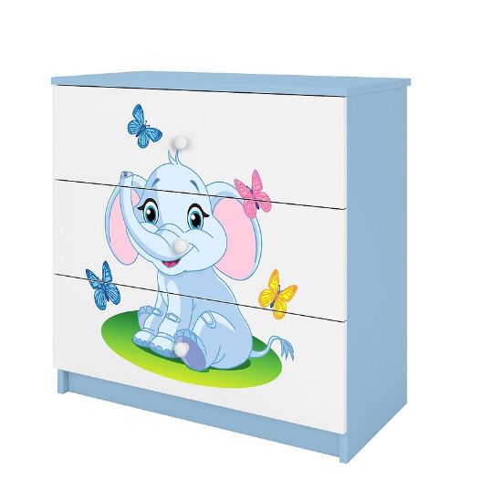 Babydreams vaikiška komoda Mėlyna - Dramblys paveikslėlis