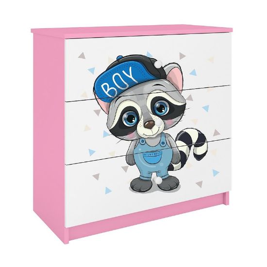 Vaikiška komoda Babydreams Pink - Raccoon paveikslėlis
