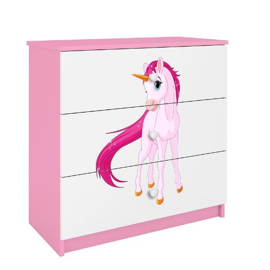 Vaikiška komoda Babydreams Pink - Vienaragis paveikslėlis