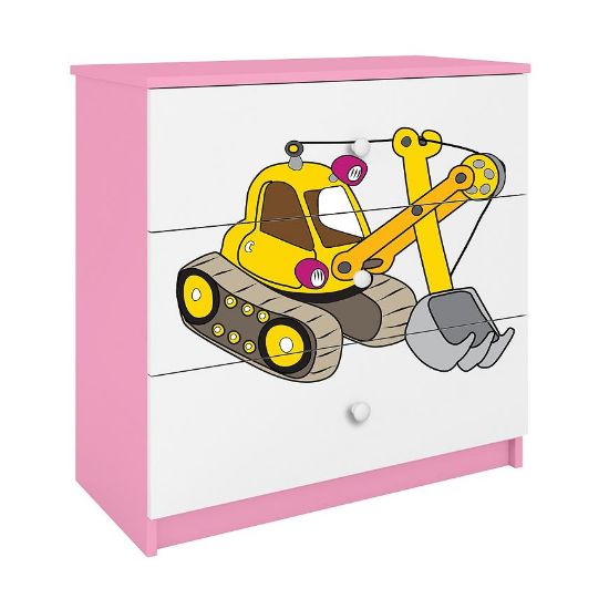 Vaikiška komoda Babydreams Pink - Excavator paveikslėlis