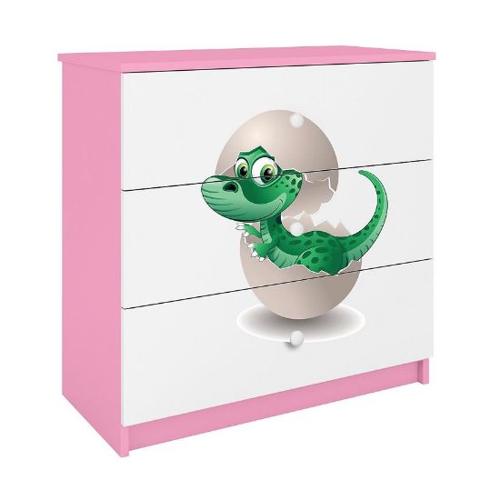 Vaikiška komoda Babydreams Pink - Dino paveikslėlis