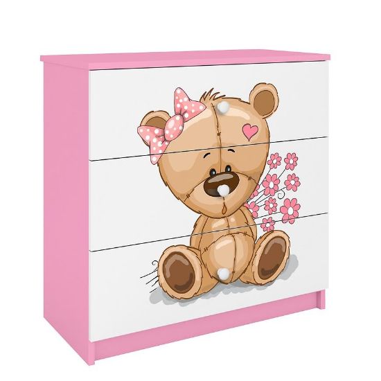 Vaikiška komoda Babydreams Pink - Teddy Bear Flowers paveikslėlis