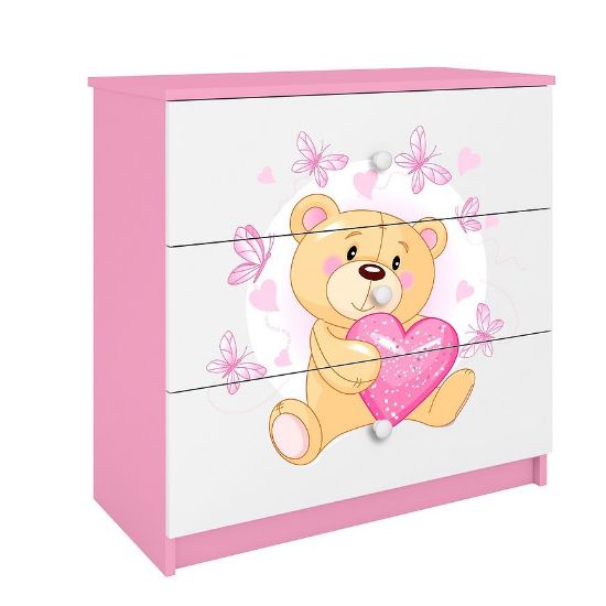 Vaikiška komoda Babydreams Pink - Teddy Bear Butterfly paveikslėlis