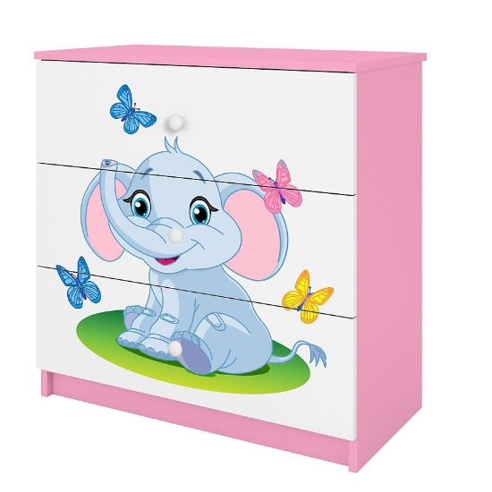Vaikiška komoda Babydreams Pink Elephant paveikslėlis