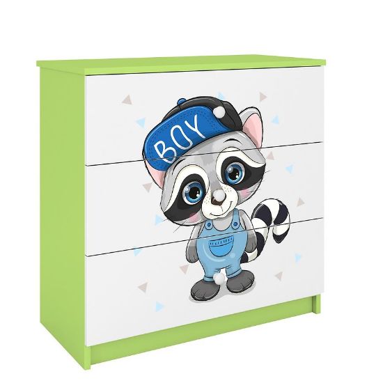 Vaikiška komoda Babydreams Green - Raccoon paveikslėlis