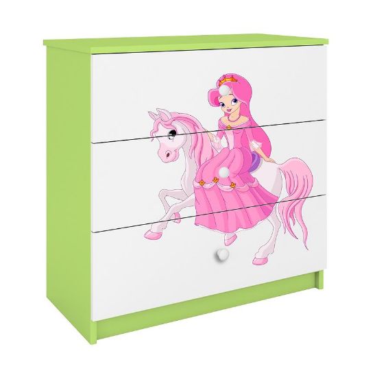 Vaikiška komoda Babydreams Žalia - Princess 1 paveikslėlis