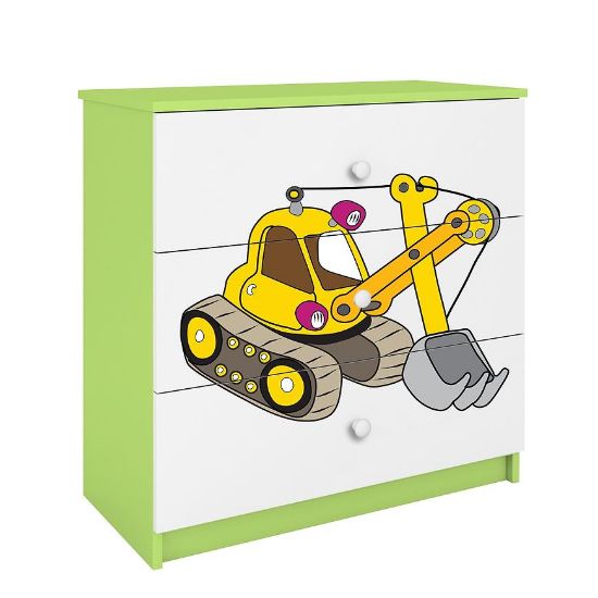 Vaikiška komoda Babydreams Žalia - Excavator paveikslėlis