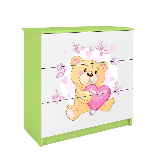 Vaikiška komoda Babydreams Žalia - Teddy Bear Butterfly paveikslėlis
