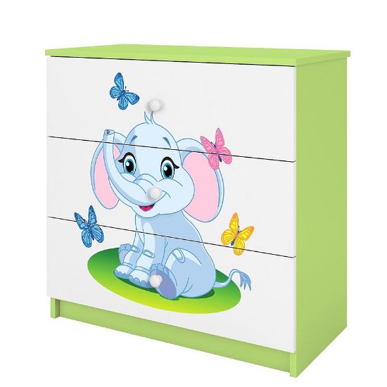 Vaikiška komoda Babydreams Green - Elephant paveikslėlis