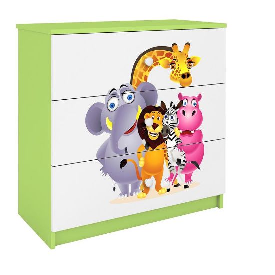 Vaikiška komoda Babydreams Green - Zoo paveikslėlis