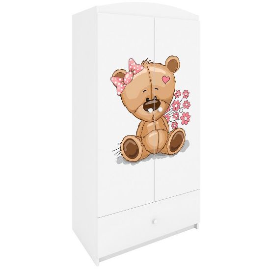 Drabužių spinta Babydreams White - Teddy Bear Flowers paveikslėlis