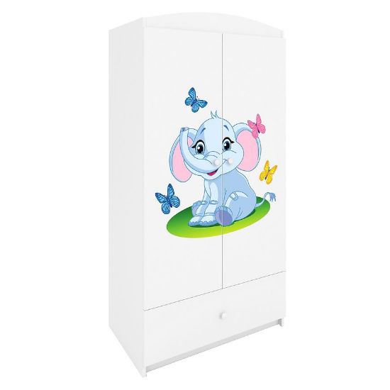 Drabužių spinta Babydreams White - Elephant paveikslėlis