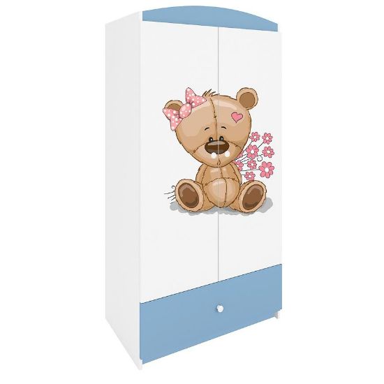 Drabužių spinta Babydreams Mėlyna - meškiukų gėlės paveikslėlis