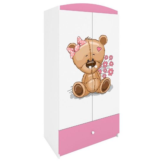 Drabužių spinta Babydreams Rožinė - Meškiukas Gėlės paveikslėlis