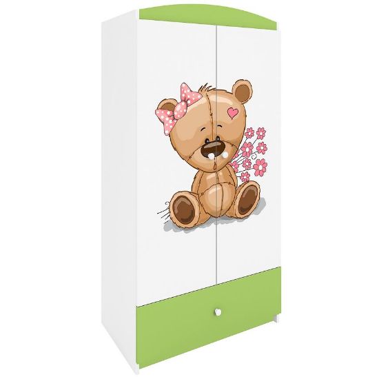 Drabužių spinta Babydreams Green - Teddy Bear Flowers paveikslėlis
