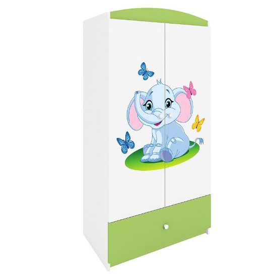 Drabužių spinta Babydreams Green - Elephant paveikslėlis