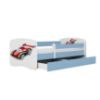 Vaikiška lova su čiužiniu ir stalčiumi Babydreams Blue 70x140 Auto paveikslėlis