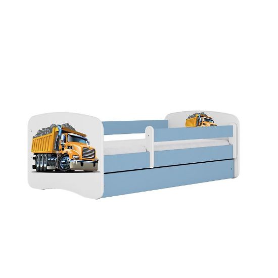 Vaikiška lova su čiužiniu ir stalčiumi Babydreams Blue 70x140 sunkvežimis paveikslėlis