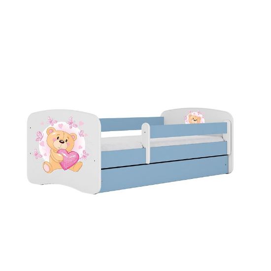 Vaikiška lova su čiužiniu ir stalčiumi Babydreams Blue 80x160 Teddy Bear Butterfly paveikslėlis
