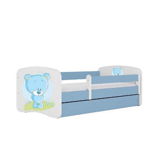 Vaikiška lova su čiužiniu ir stalčiumi Babydreams Blue 80x160 Mėlynas meškiukas paveikslėlis