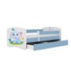 Vaikiška lova su čiužiniu ir stalčiumi Babydreams Blue 80x160 Elephant paveikslėlis