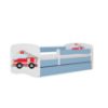 Vaikiška lova su čiužiniu ir stalčiumi Babydreams Blue 80x160 Fire Brigade paveikslėlis