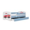 Vaikiška lova su čiužiniu ir stalčiumi Babydreams Blue 80x160 Fire Brigade paveikslėlis