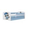 Vaikiška lova su čiužiniu ir stalčiumi Babydreams Blue 80x180 Raccoon paveikslėlis