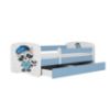 Vaikiška lova su čiužiniu ir stalčiumi Babydreams Blue 80x180 Raccoon paveikslėlis
