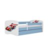 Vaikiška lova su čiužiniu ir stalčiumi Babydreams Blue 80x180 Auto paveikslėlis