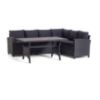 Stanso juoda technorotango kampinė sofa su aukštu valgomojo stalu paveikslėlis