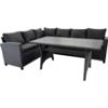 Stanso juoda technorotango kampinė sofa su aukštu valgomojo stalu paveikslėlis