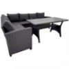 Stanso juoda technorotango kampinė sofa su aukštu valgomojo stalu paveikslėlis