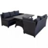 Stanso juoda technorotango kampinė sofa su aukštu valgomojo stalu paveikslėlis