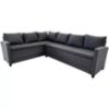 Stanso juoda technorotango kampinė sofa su aukštu valgomojo stalu paveikslėlis