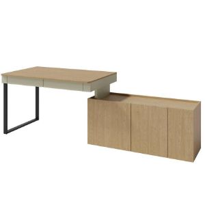 Paveikslėlis Luca LC10 rašomasis stalas + 3D komoda eukaliptas / ąžuolas balti