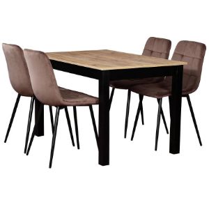 Paveikslėlis Stalo ir kėdžių komplektas Aro 1+4 St54+W168 wotan/juoda