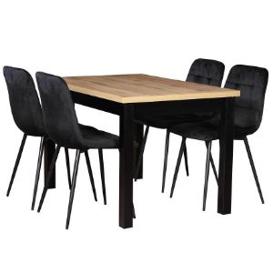 Paveikslėlis Kris 1+4 stalo ir kėdžių komplektas St30+W168 wotan/juoda