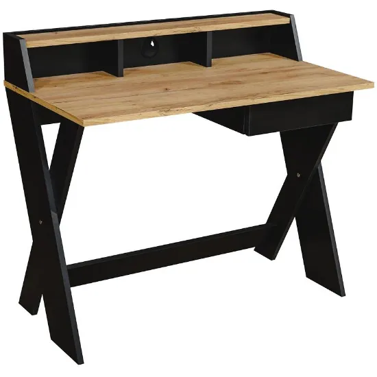 Rašomasis stalas Cruz oak craft aukso/juodos spalvos paveikslėlis