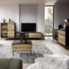 Komoda Lang C 150 2D3S + LED juoda / ąžuolas evoke paveikslėlis