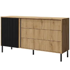 Paveikslėlis Mia 3 komoda Ąžuolas / ąžuolas / juoda