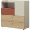 Komoda Yuki 10 Coral/Grey Beige/Oiled Oak paveikslėlis