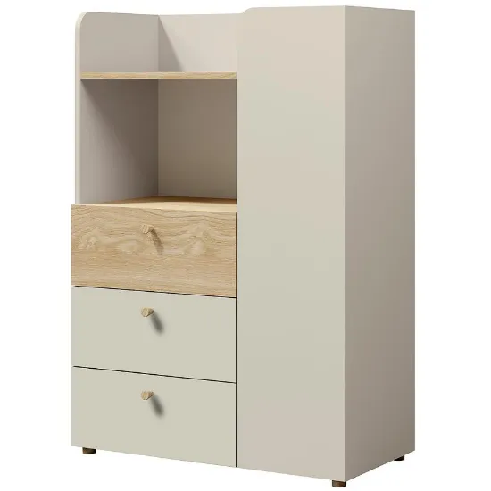 Komoda Yuki 7 Grey Beige/Oiled Oak paveikslėlis