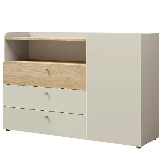 Komoda Yuki 8 Grey Beige/Oiled Oak paveikslėlis