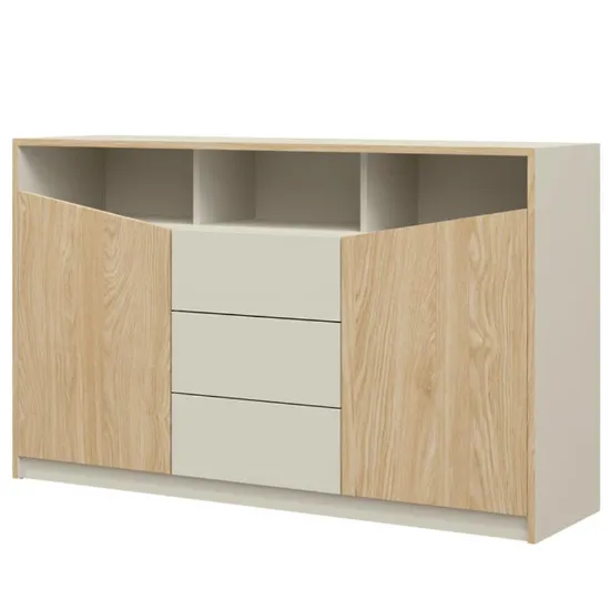 Komoda Aston 3 Grey Beige/Oiled Oak paveikslėlis